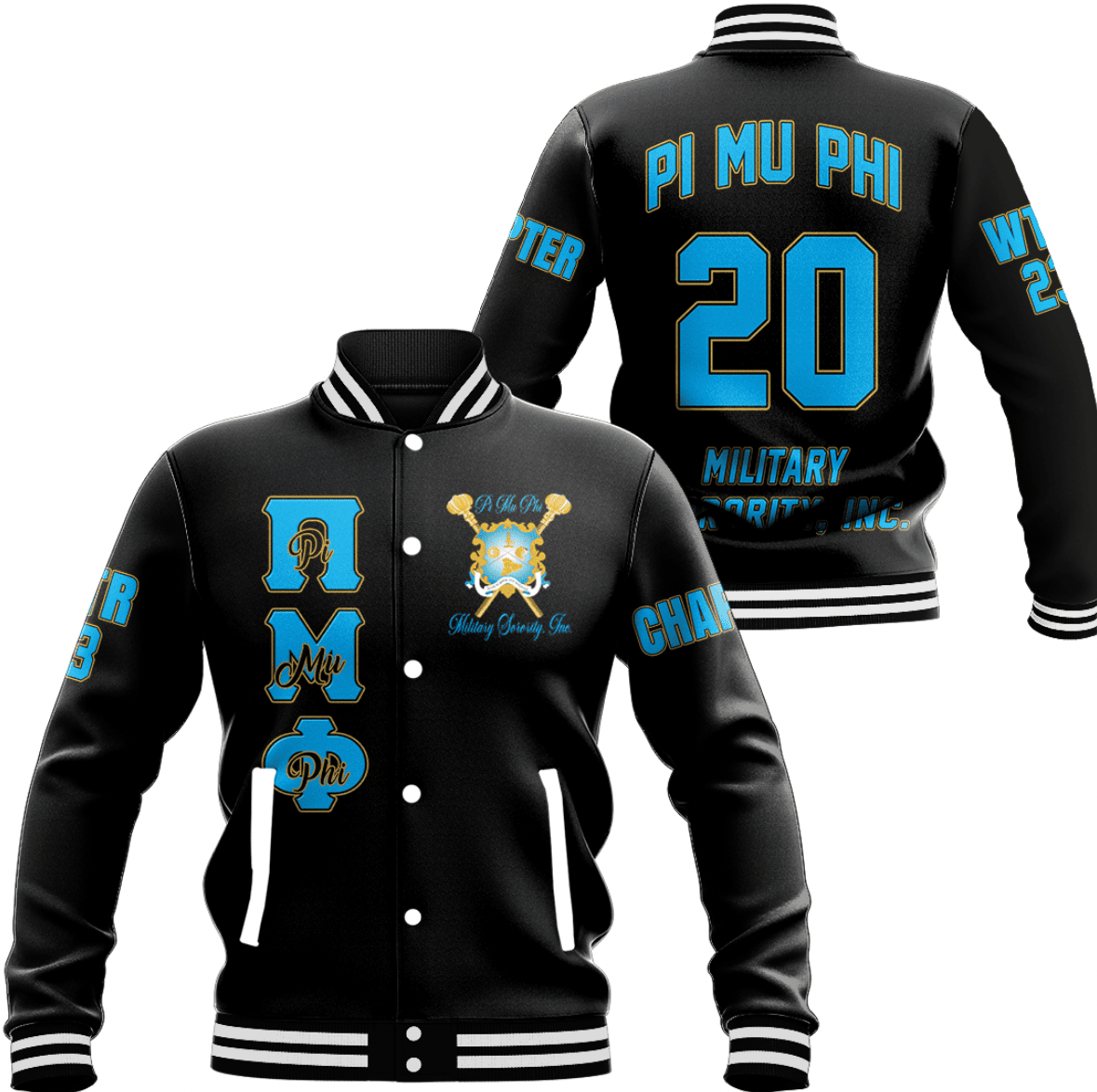 (Custom) Africa Zone Baseball Jackets - Pi Mu Phi Military Sorority A31