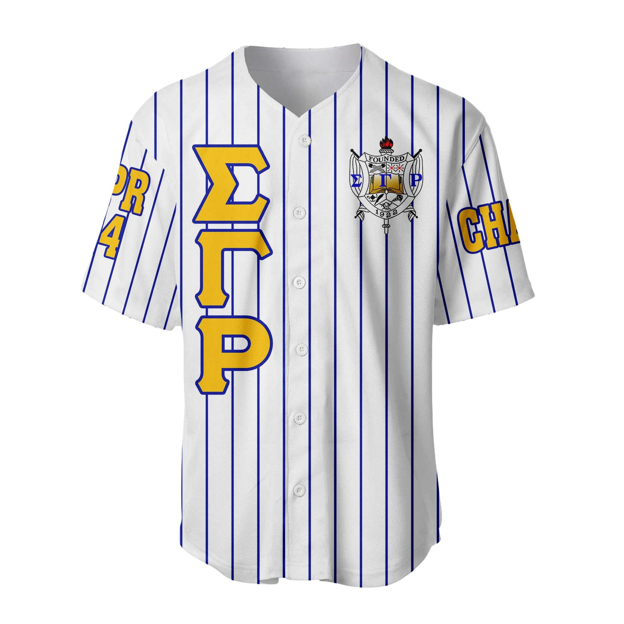 Africazone Clothing - (Custom) Sigma Gamma Rho Sorority (White) Pin Striped Baseball Jersey A31