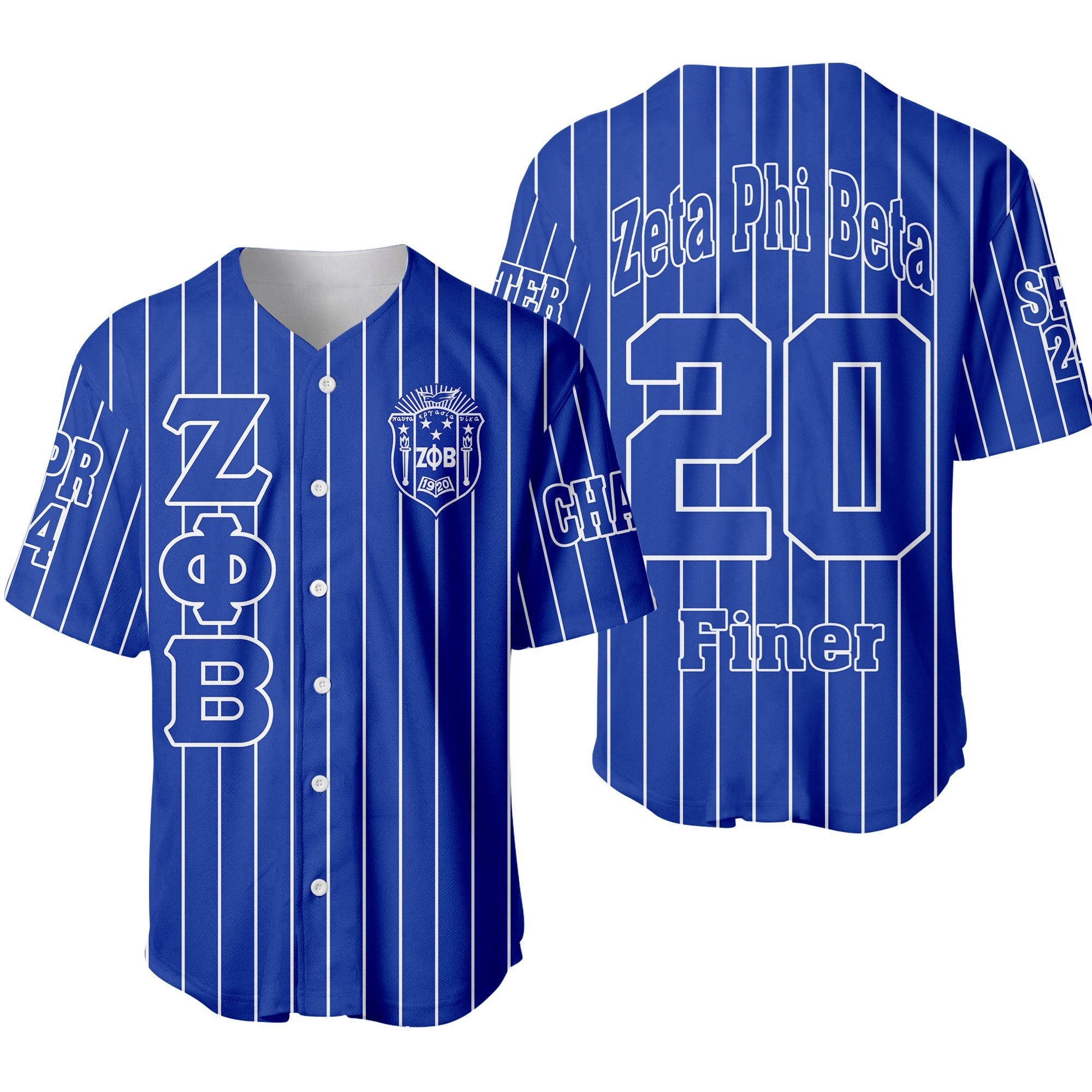 (Personalized) ZPhiB 1920 Sisterhood Pin Striped Baseball Jersey