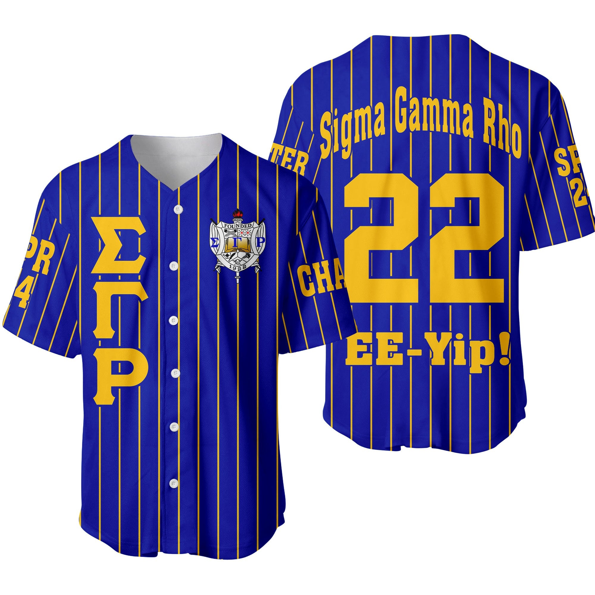 Africazone Clothing - (Custom) Sigma Gamma Rho Sorority Pin Striped Baseball Jersey A31