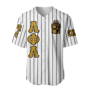 Africazone Clothing - (Custom) Alpha Phi Alpha Fraternity (White) Pin Striped Baseball Jersey A31 | Africazone