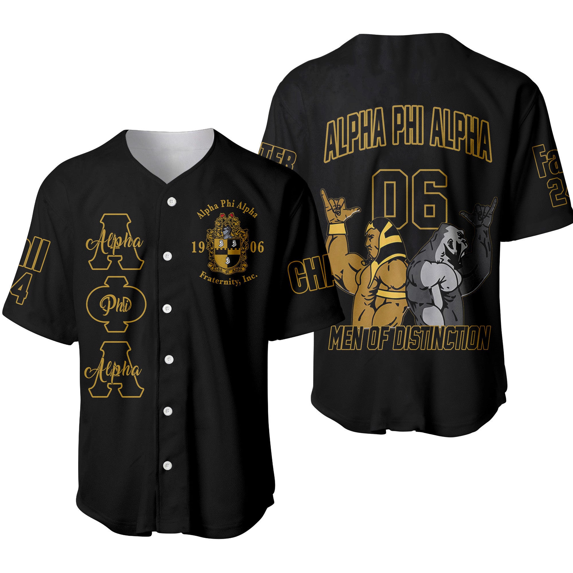 (Custom) Africazone Baseball Jersey - Alpha Phi Alpha Fraternity Handsign A31 | Africazone