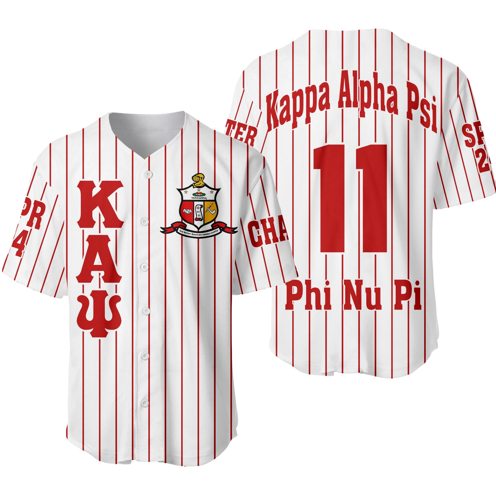 Africazone Clothing - (Custom) KAP Nupe Fraternity (White) Pin Striped Baseball Jersey A31