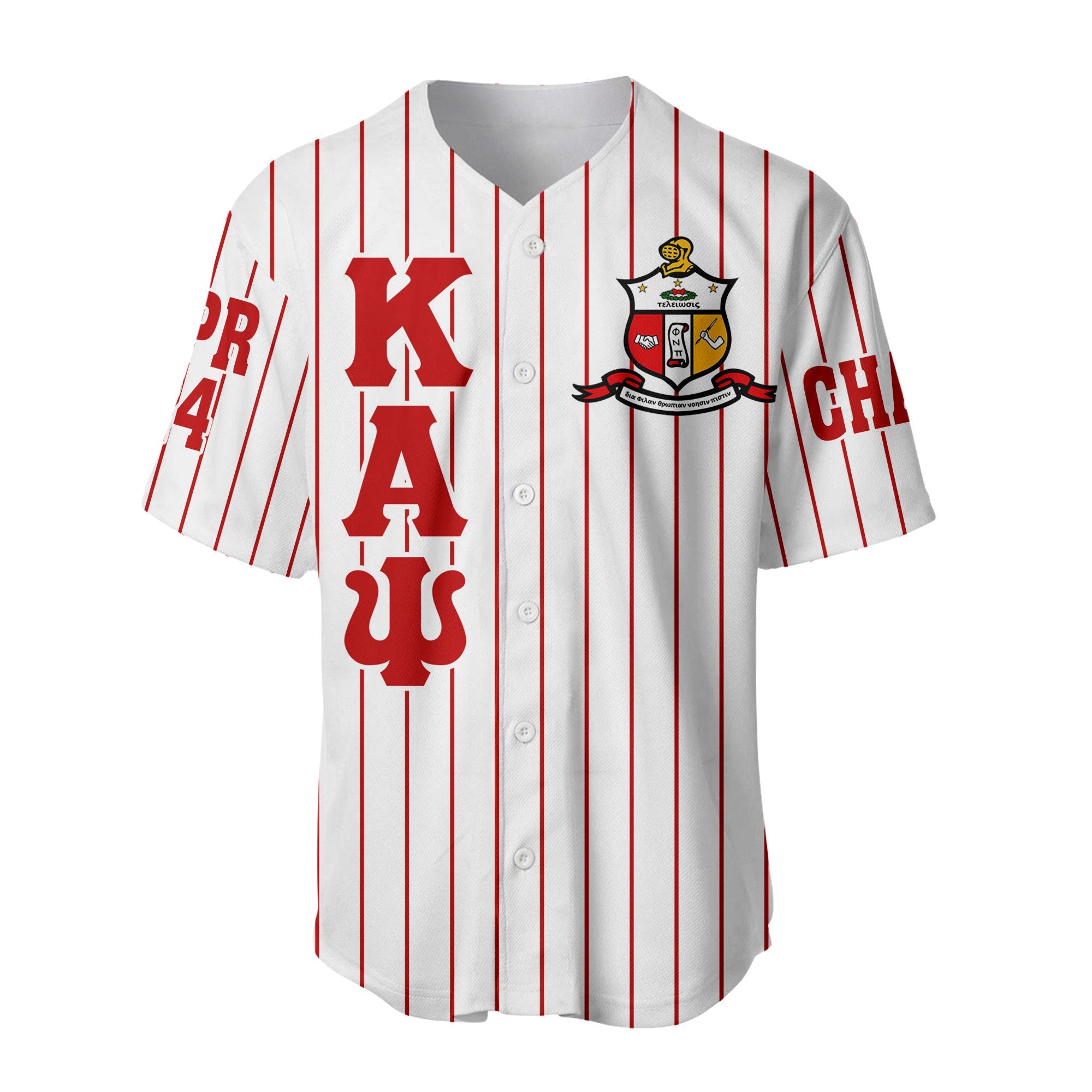 Africazone Clothing - (Custom) KAP Nupe Fraternity (White) Pin Striped Baseball Jersey A31