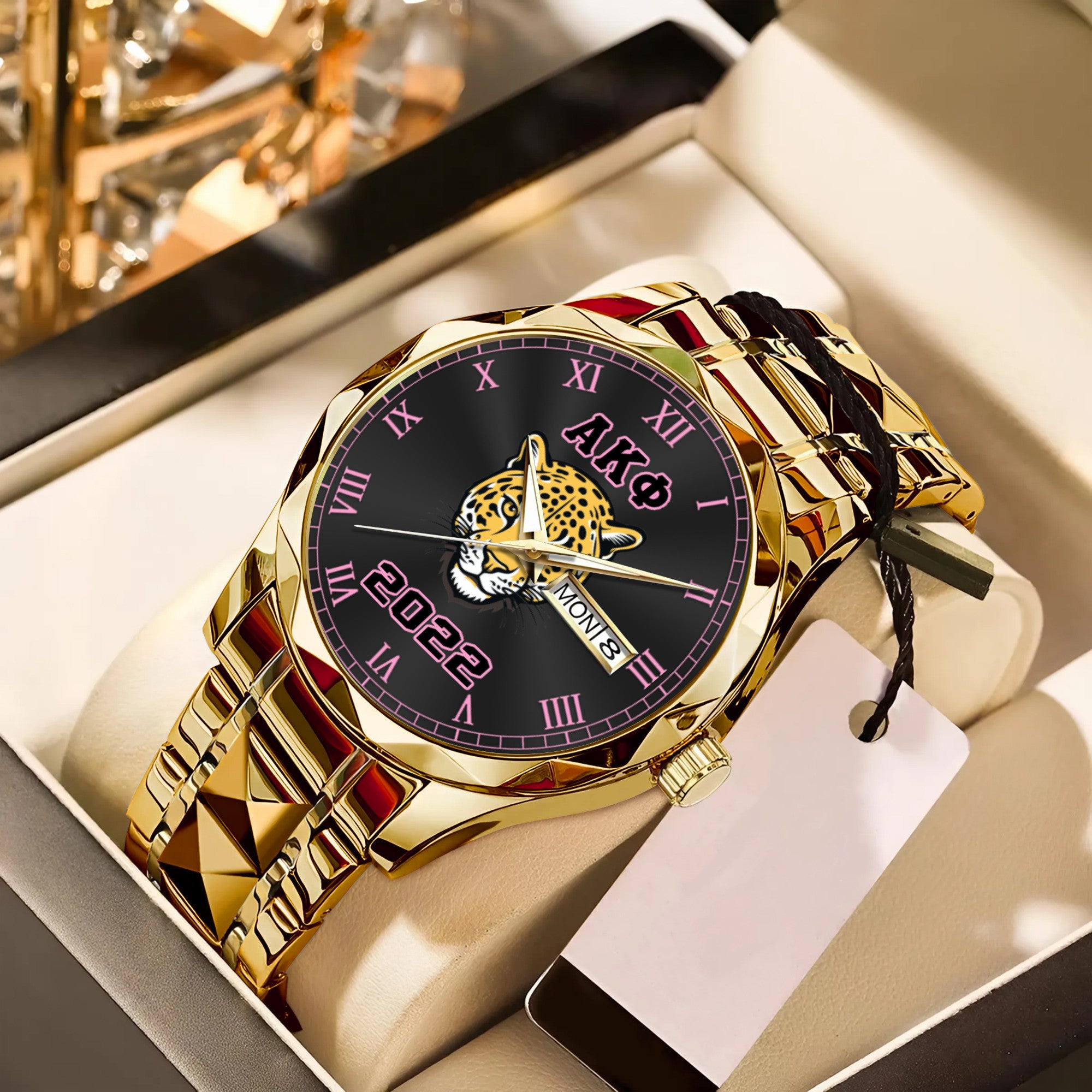 Greeklife Accessories - Alpha Kappa Phi Sorority Leopard Alloy Luxury Quartz Watch A31