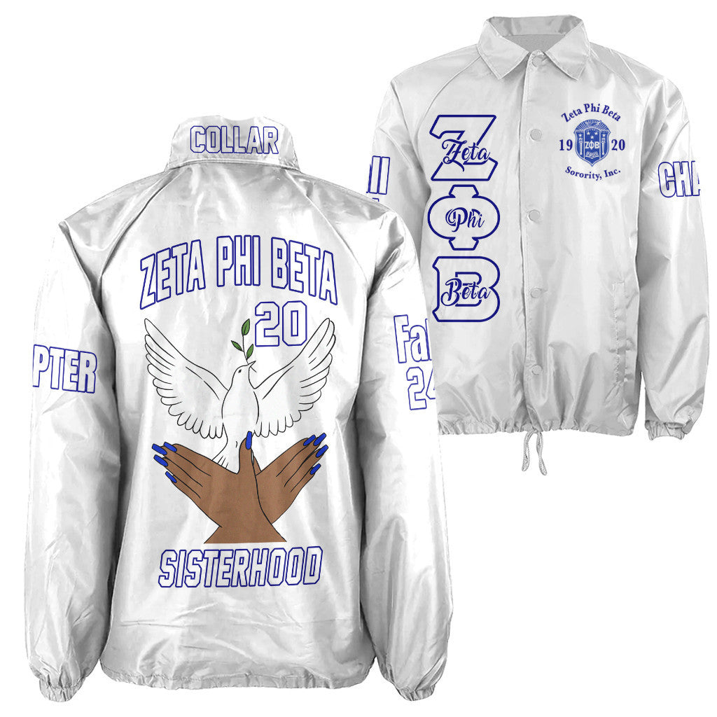 (Custom) Africazone Jacket - Zeta Phi Beta Handsign Dove Crossing Jacket A31