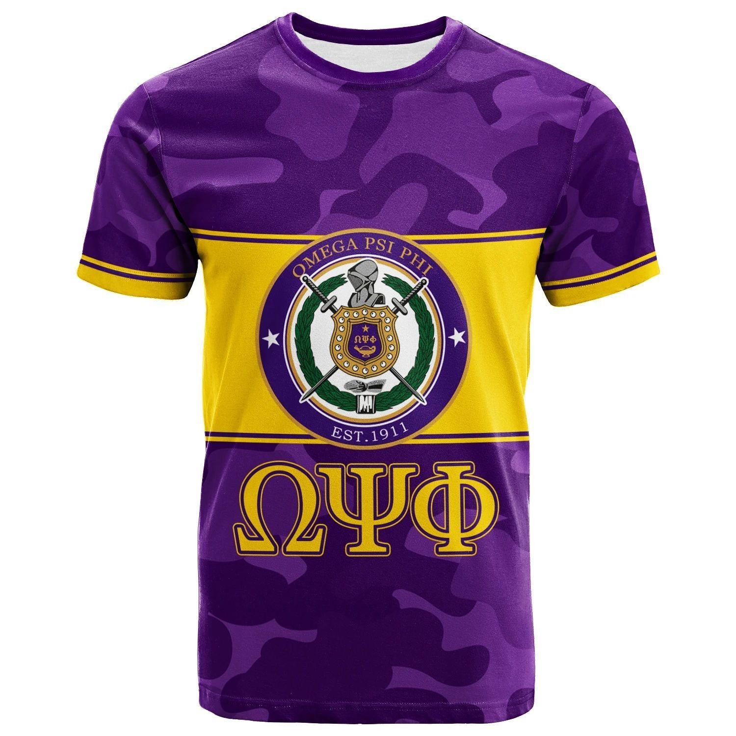 Africazone T-Shirt - Personalized Omega Psi Phi T-Shirt - Camo Version J5 | Africazone.store