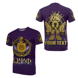 Africazone T-Shirt - Personalized Omega Psi Phi Bulldog Crown Hand Sign Army Boots J5 | Africazone.store