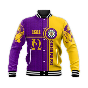 AfricaZone Jacket - Personalised Omega Psi Phi Bull Dogs Sport Baseball Jacket J5 | Africazone.store