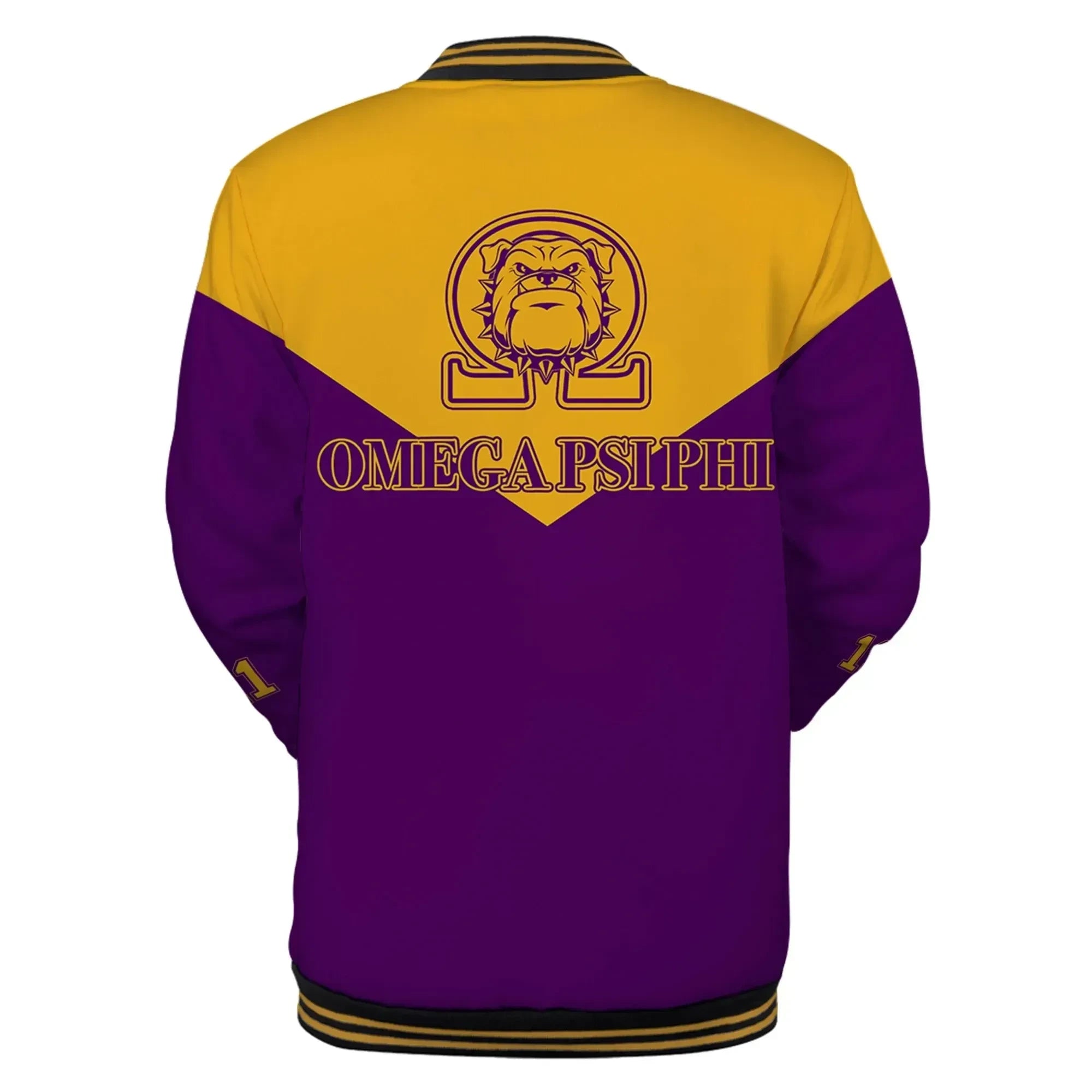AfricaZone Jacket - Omega Psi Phi Bulldog Chain Baseball Jacket J5 | Africazone.store