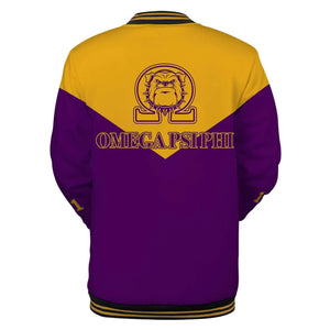 AfricaZone Jacket - Omega Psi Phi Bulldog Chain Baseball Jacket J5 | Africazone.store
