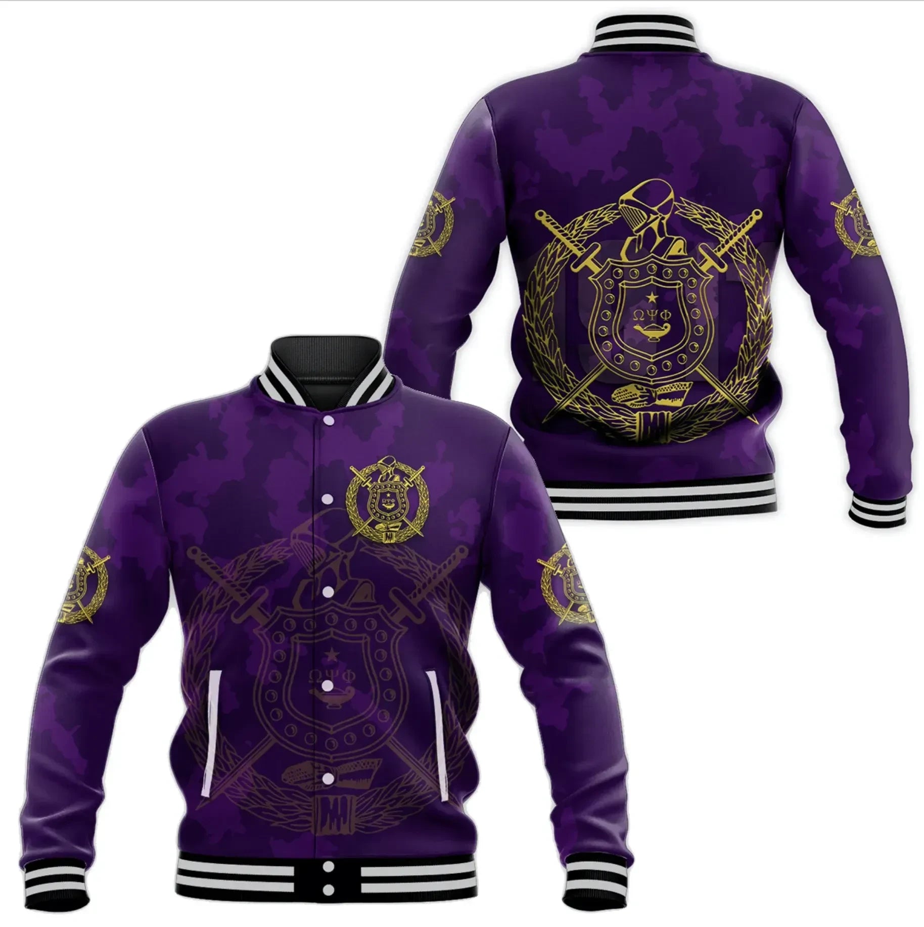 AfricaZone Jacket - Omega Psi Phi Fraternity Camouflage Style Baseball Jacket J5 | Africazone.store