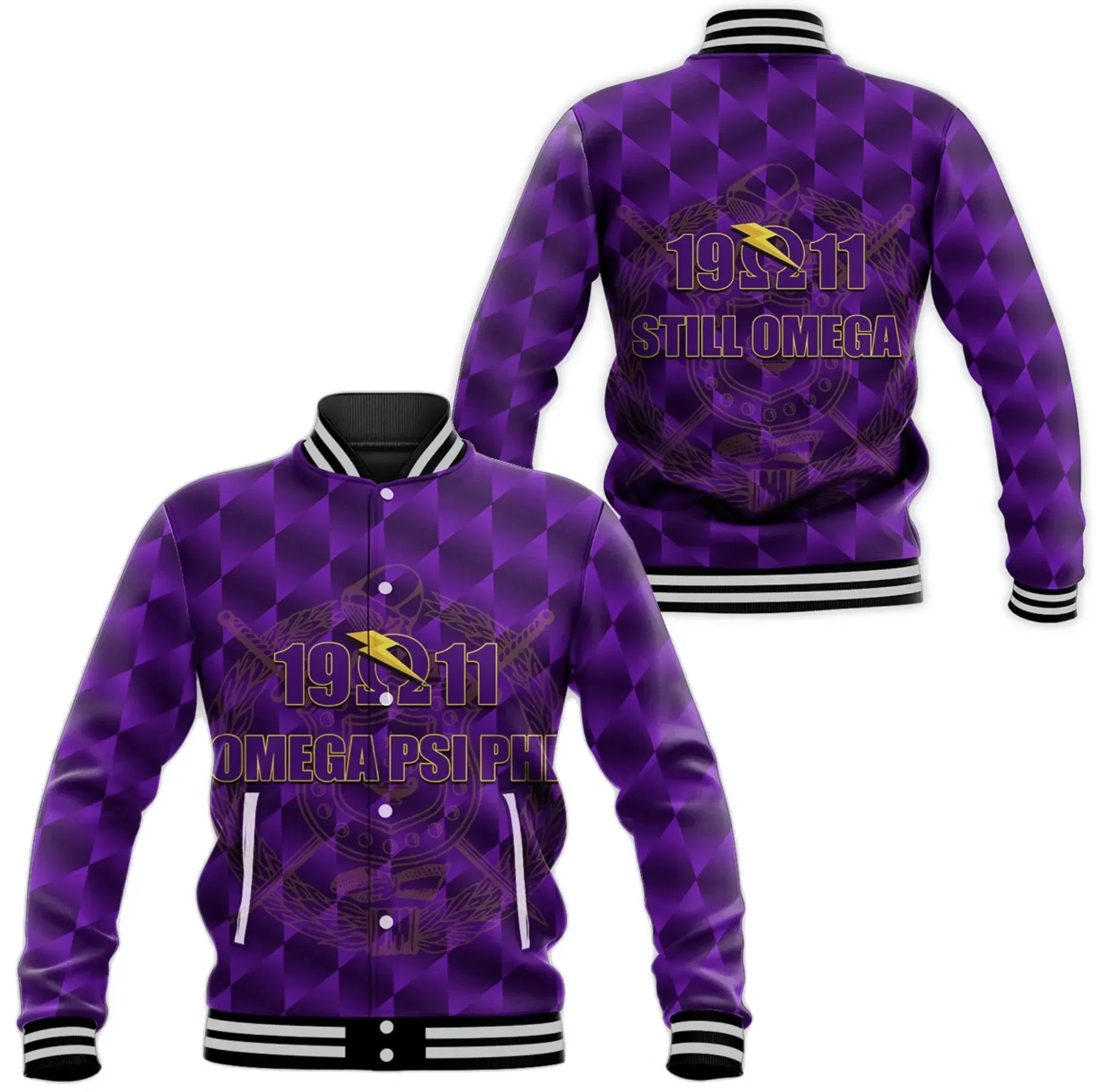 AfricaZone Jacket - Omega Psi Phi Fraternity 1911 Still Omega Baseball Jacket J5 | Africazone.store