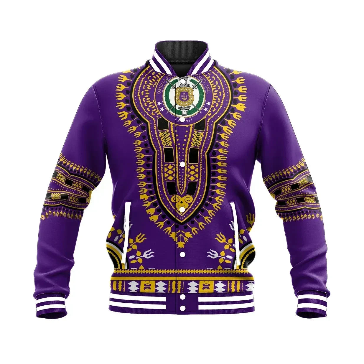AfricaZone Jacket - Omega Psi Phi Dashiki Baseball Jacket J5 | Africazone.store9 | Africazone.store