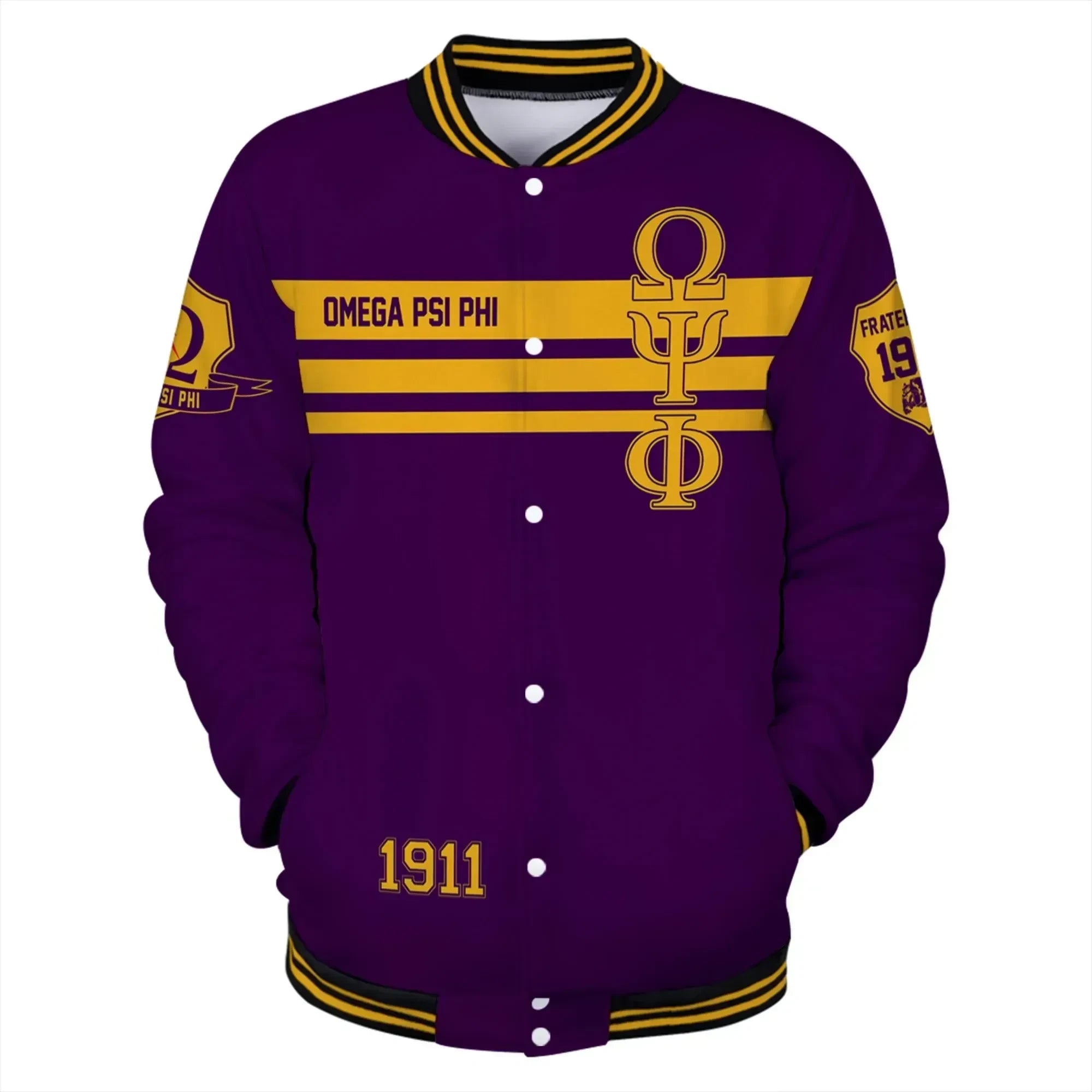 AfricaZone Jacket - Omega Psi Phi Line Straight Style Baseball Jacket J5 | Africazone.store