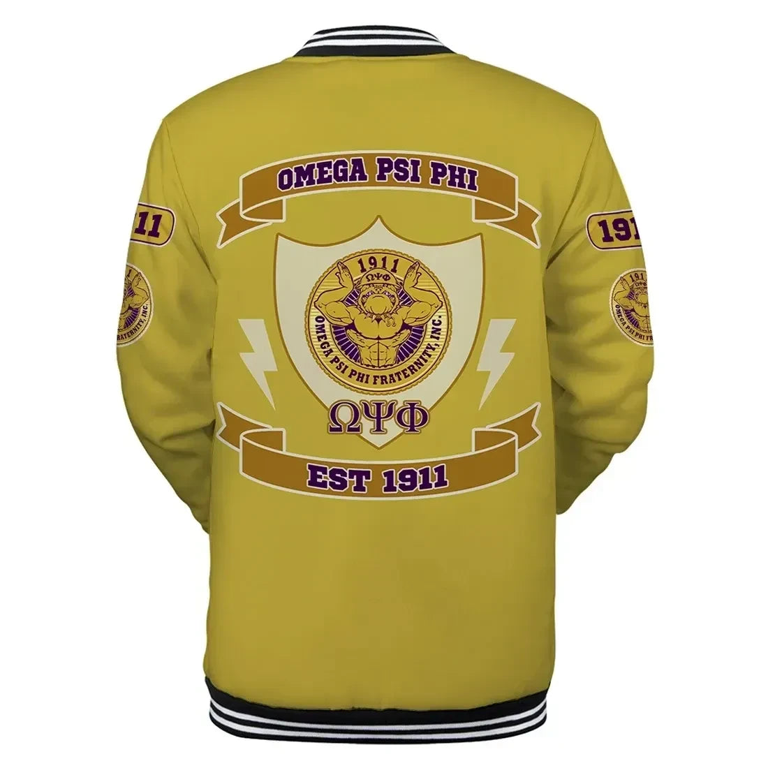 AfricaZone Jacket - Omega Psi Phi Invictus Bulldog Baseball Jacket J5 | Africazone.store