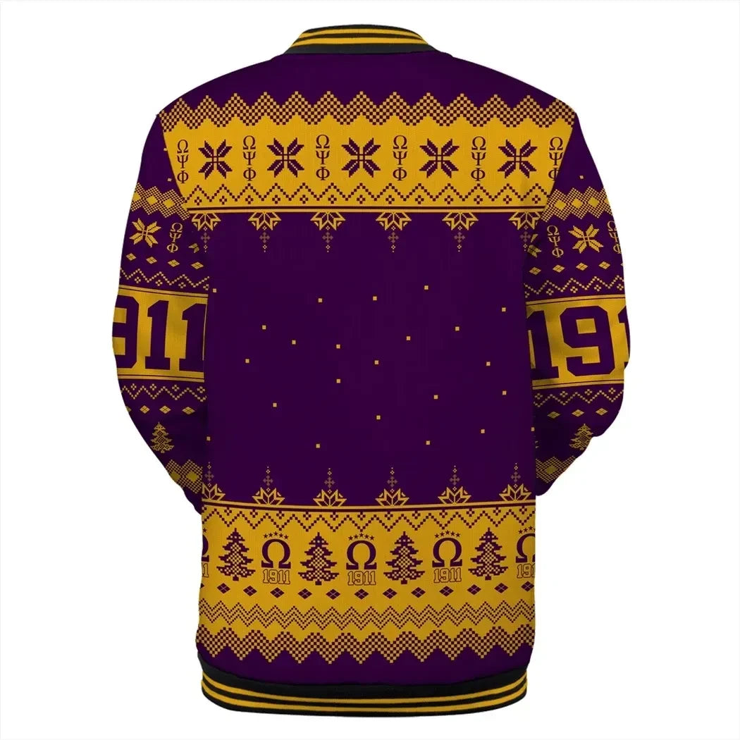 AfricaZone Jacket - Lux Omega Psi Phi Sons Of Blood Christmas Baseball Jacket J5 | Africazone.store