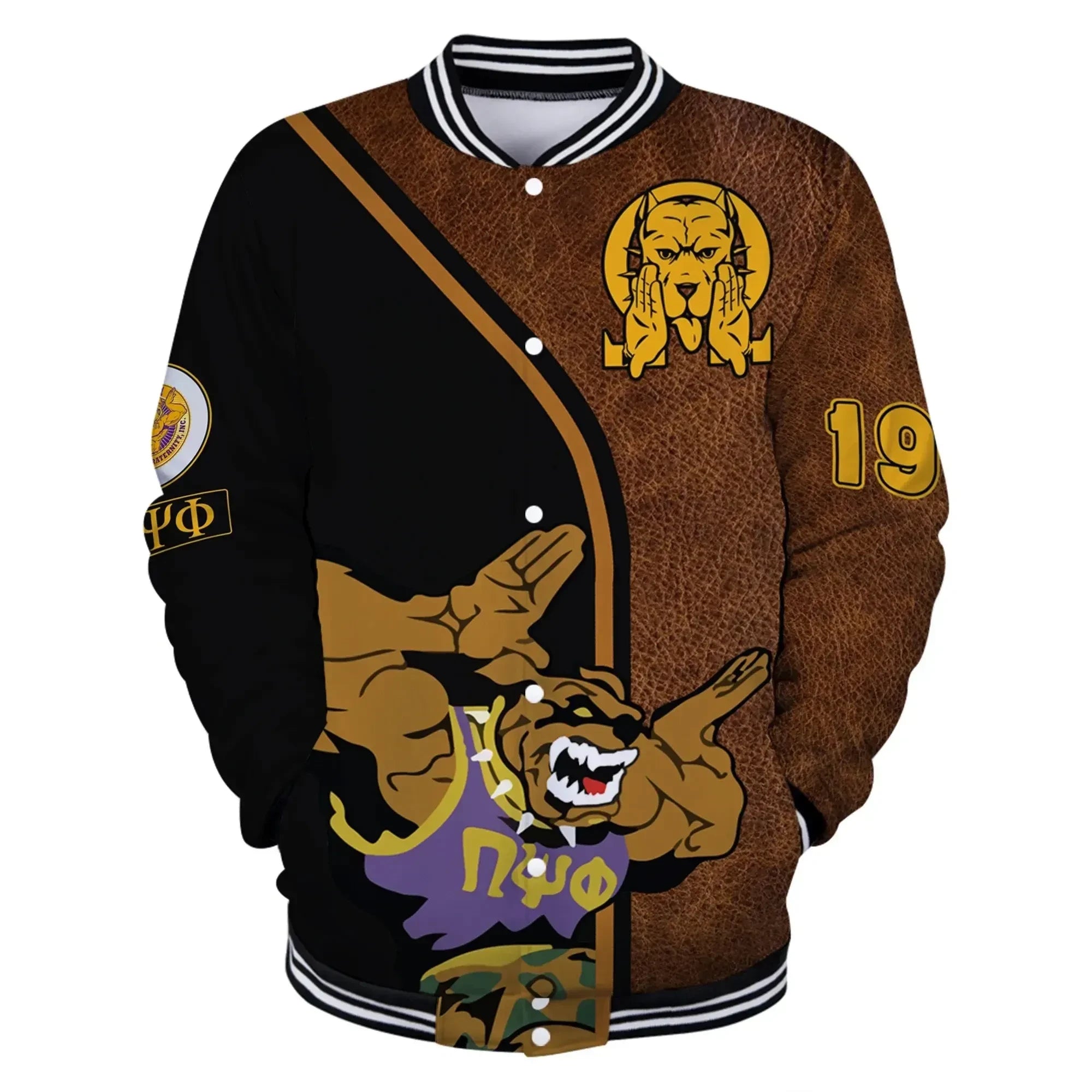 AfricaZone Jacket - Omega Psi Phi Bulldog Ques Baseball Jacket J5 | Africazone.store
