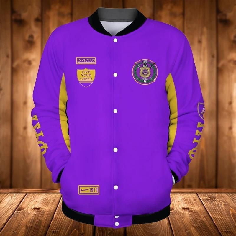AfricaZone Greek Life Jacket - Invictus Live Your Creed Omega Psi Phi Baseball Jacket J5 | Africazone.store