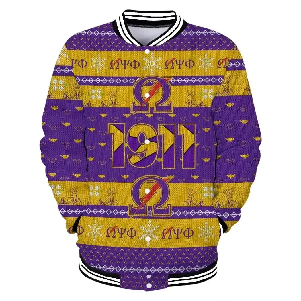 AfricaZone Jacket - Lux Omega Psi Phi Thunder Christmas Baseball Jacket J5 | Africazone.store