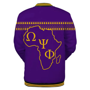 AfricaZone Jacket - Omega Psi Phi Africa Map Baseball Jacket J5 | Africazone.store