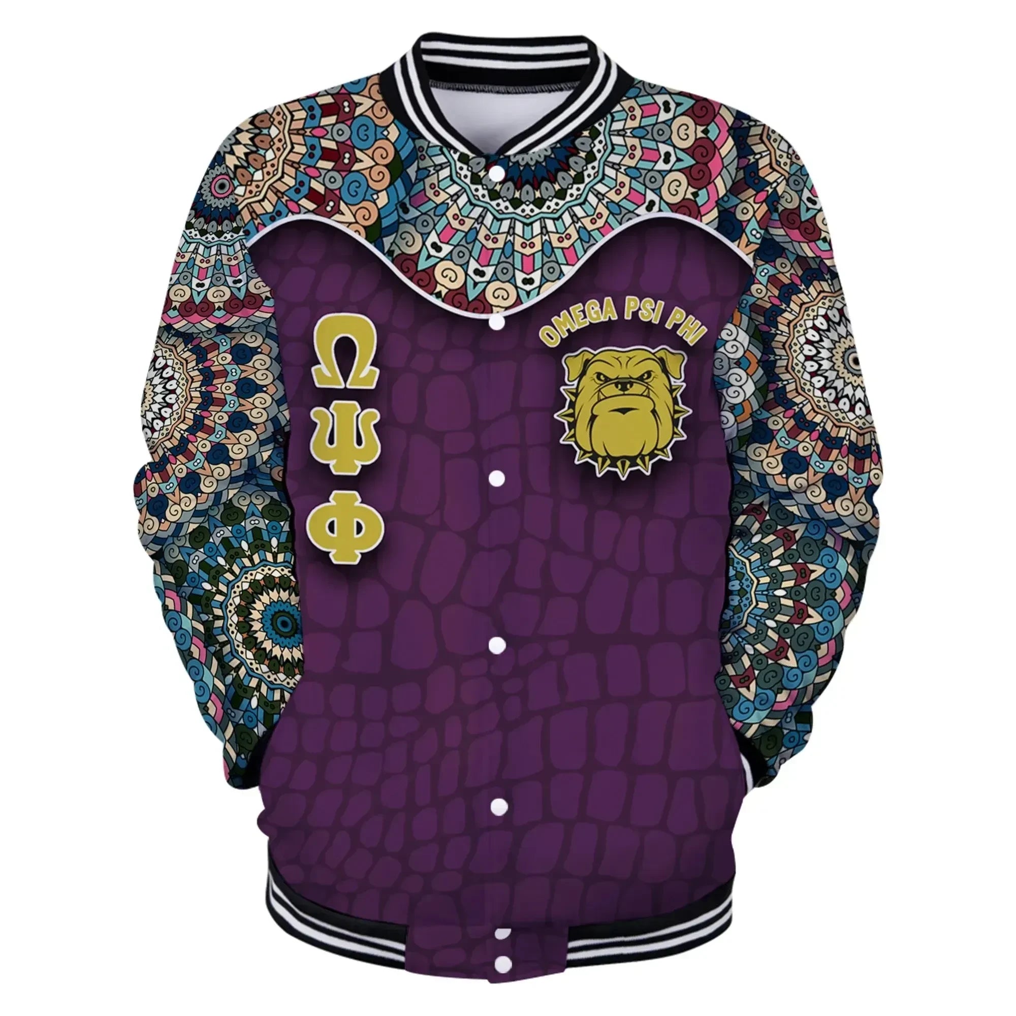 AfricaZone Jacket - Omega Psi Phi Mandala Baseball Jacket J5 | Africazone.store