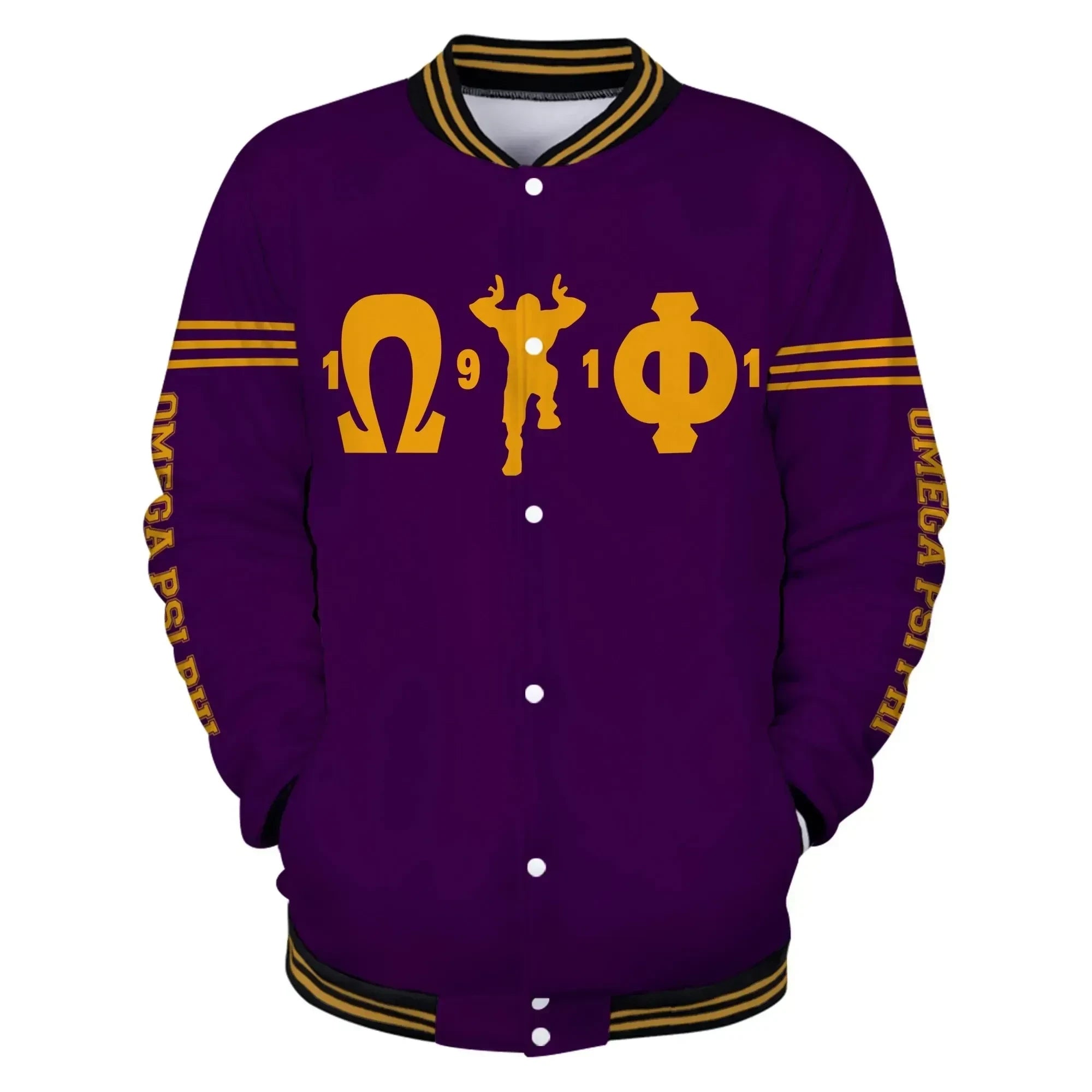 AfricaZone Jacket - Omega Psi Phi Que Man Makes Hand Sign Baseball Jacket J5 | Africazone.store