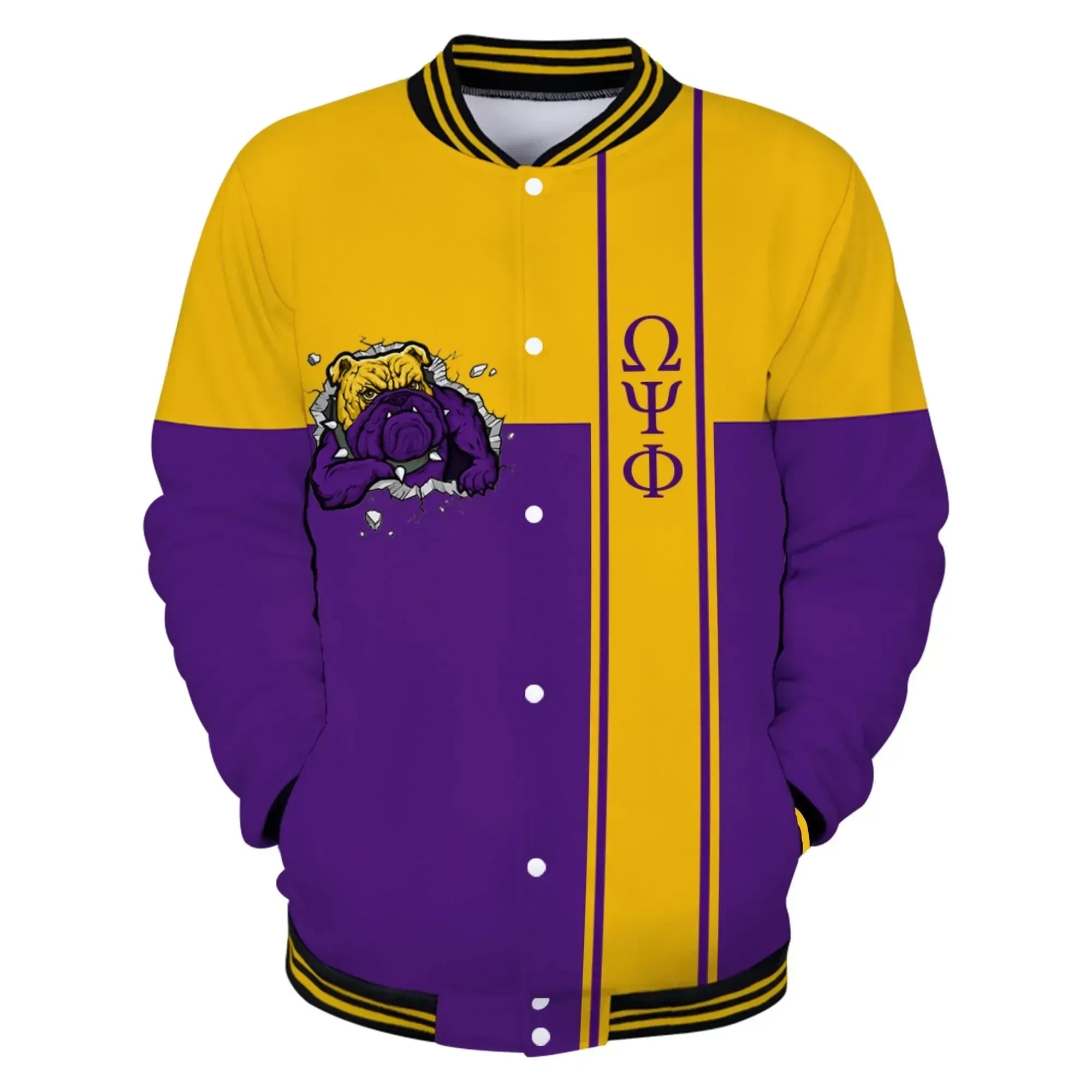 AfricaZone Jacket - Omega Psi Phi Break The Wall Baseball Jacket J5 | Africazone.store