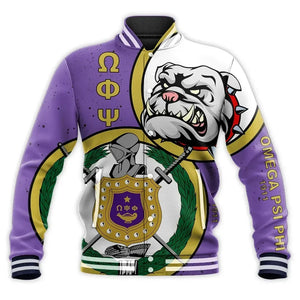 AfricaZone Jacket - Omega Psi Phi Bulldog Baseball Jacket J5 | Africazone.store