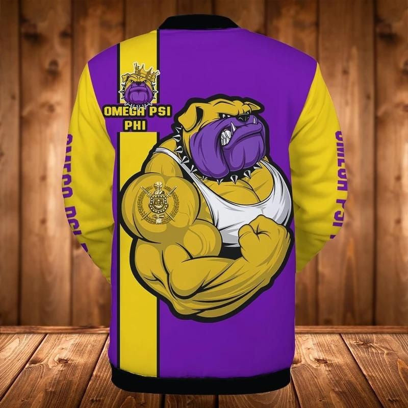 AfricaZone Greek Life Jacket - Muscle Bull Dog Omega Psi Phi Baseball Jacket J5 | Africazone.store