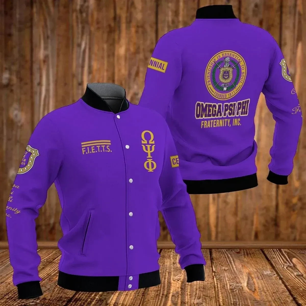 AfricaZone Greek Life Jacket - FIETTS 1911 Omega Psi Phi Fraternity Inc Baseball Jacket J5 | Africazone.store