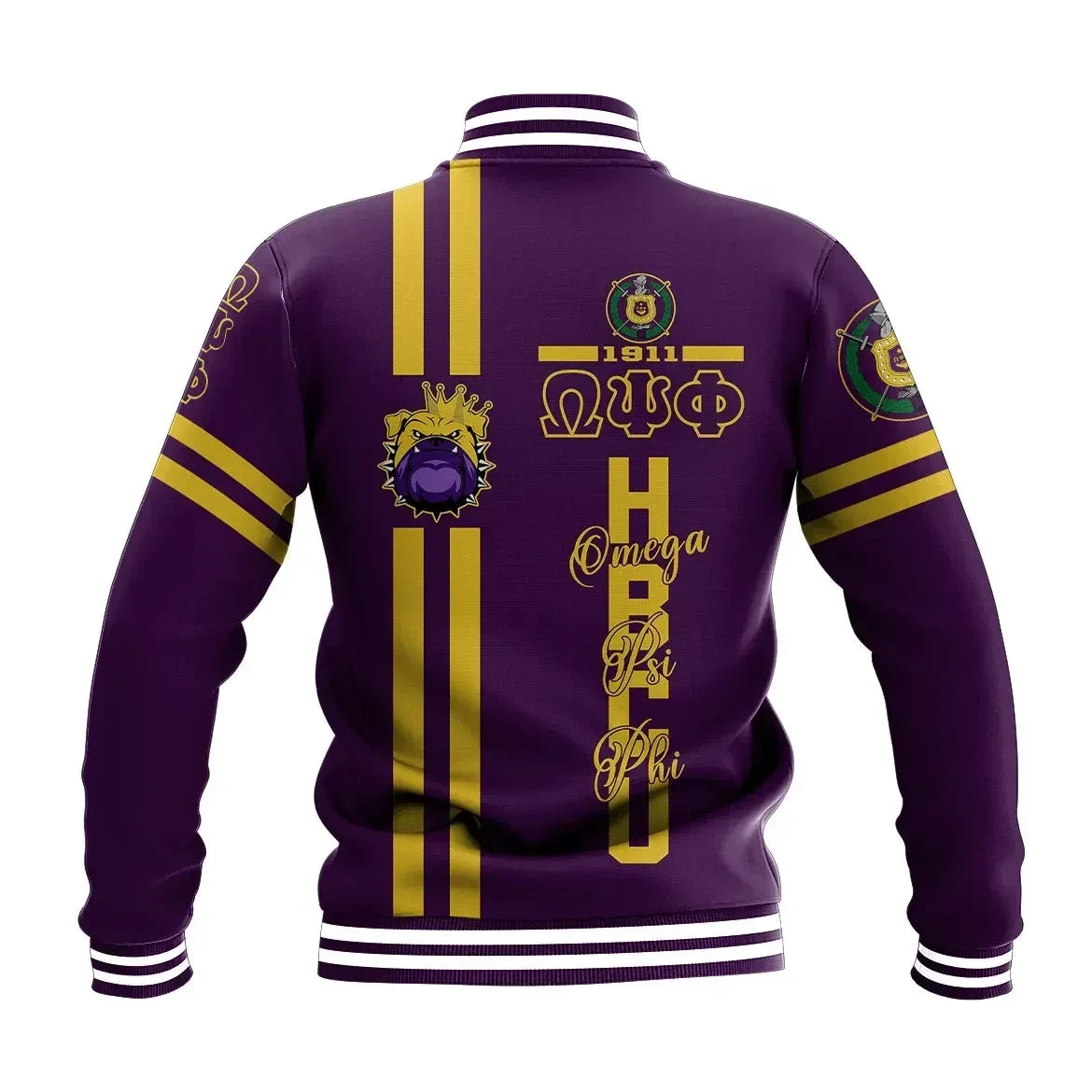 AfricaZone Jacket - HBCU Omega Psi Phi Bulldog Baseball Jacket J5 | Africazone.store