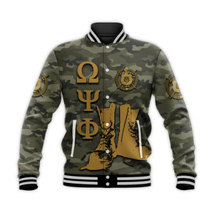 AfricaZone Jacket - Omega Psi Phi Army Boots 1911 Baseball Jacket J5 | Africazone.store