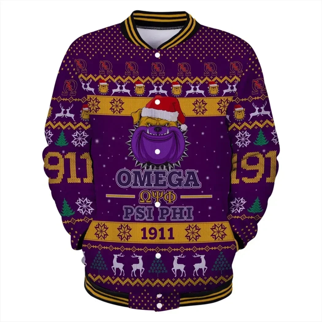 AfricaZone Jacket - Lux Omega Psi Phi King Of Bulldog 1911 Baseball Jacket J5 | Africazone.store