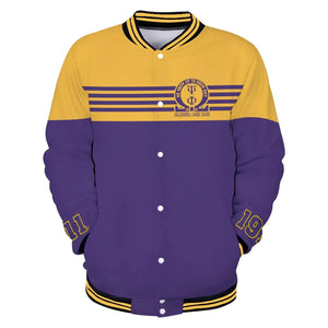 AfricaZone Jacket - Omega Psi Phi We Show Up To Show Out Baseball Jacket J5 | Africazone.store