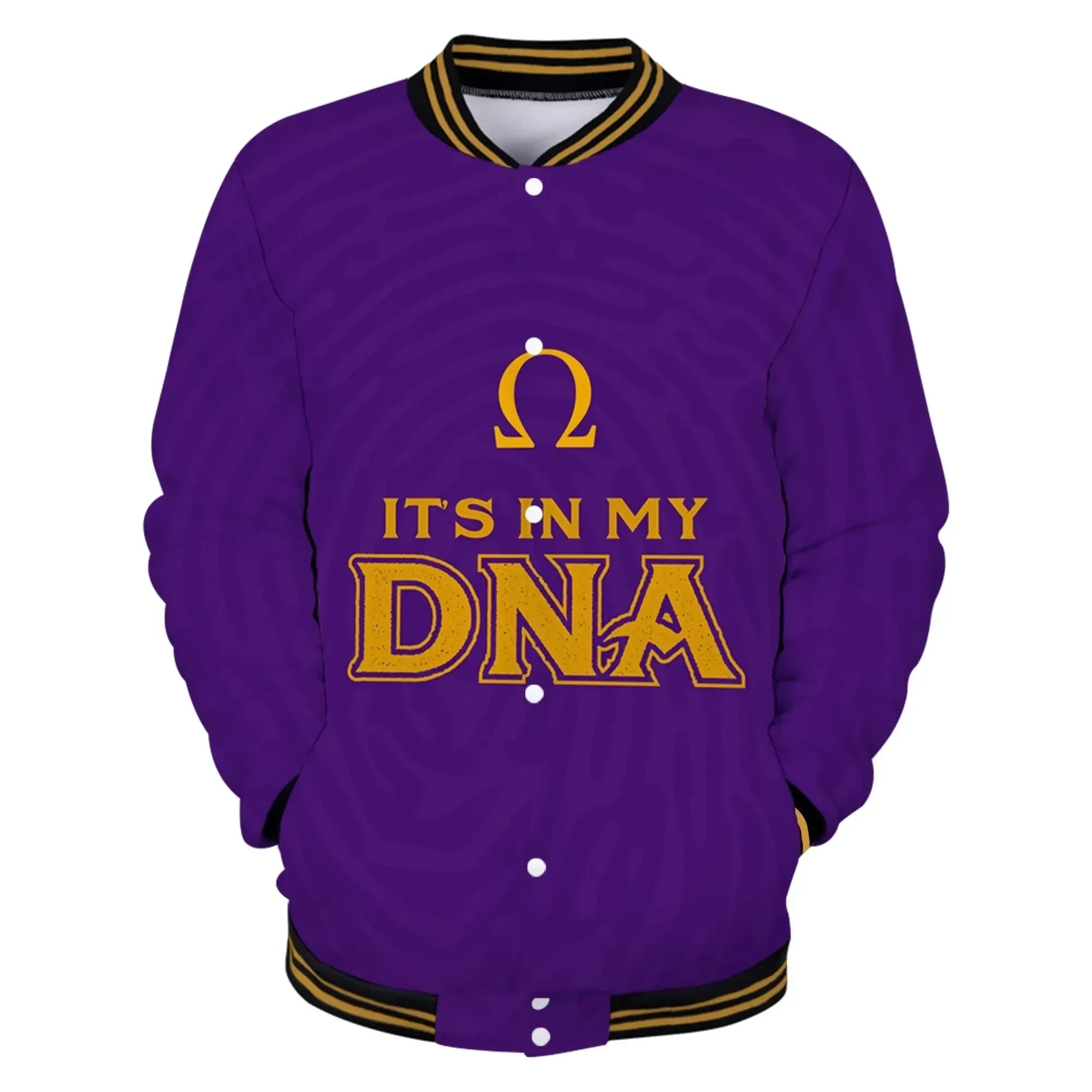 AfricaZone Jacket - Omega Psi Phi In My DNA Baseball Jacket J5 | Africazone.store
