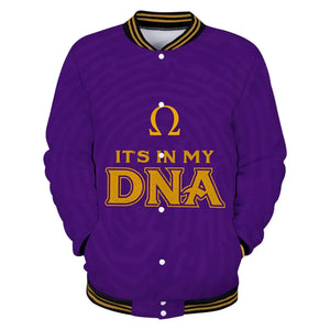 AfricaZone Jacket - Omega Psi Phi In My DNA Baseball Jacket J5 | Africazone.store