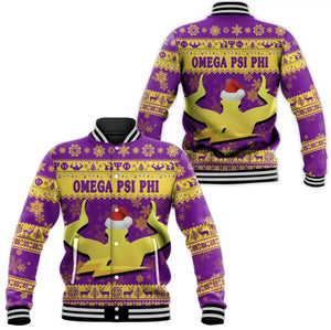 AfricaZone Jacket - Omega Psi Phi Fraternity Christmas Hand Sign - Purple Baseball Jacket J5 | Africazone.store