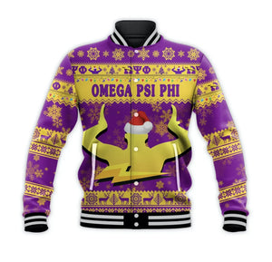AfricaZone Jacket - Omega Psi Phi Fraternity Christmas Hand Sign - Purple Baseball Jacket J5 | Africazone.store