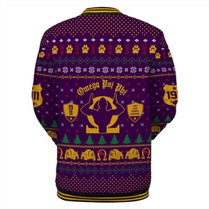 AfricaZone Jacket - Lux Omega Psi Phi King Of Bulldogs Christmas Baseball Jacket J5 | Africazone.store