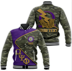 AfricaZone Jacket - Personalised Omega Psi Phi Army Style Baseball Jacket J5 | Africazone.store