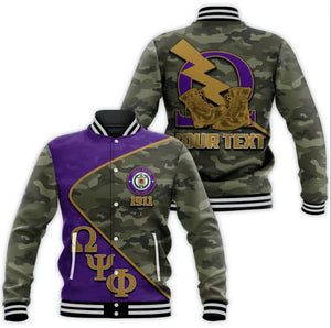 AfricaZone Jacket - Personalised Omega Psi Phi Army Style Baseball Jacket J5 | Africazone.store