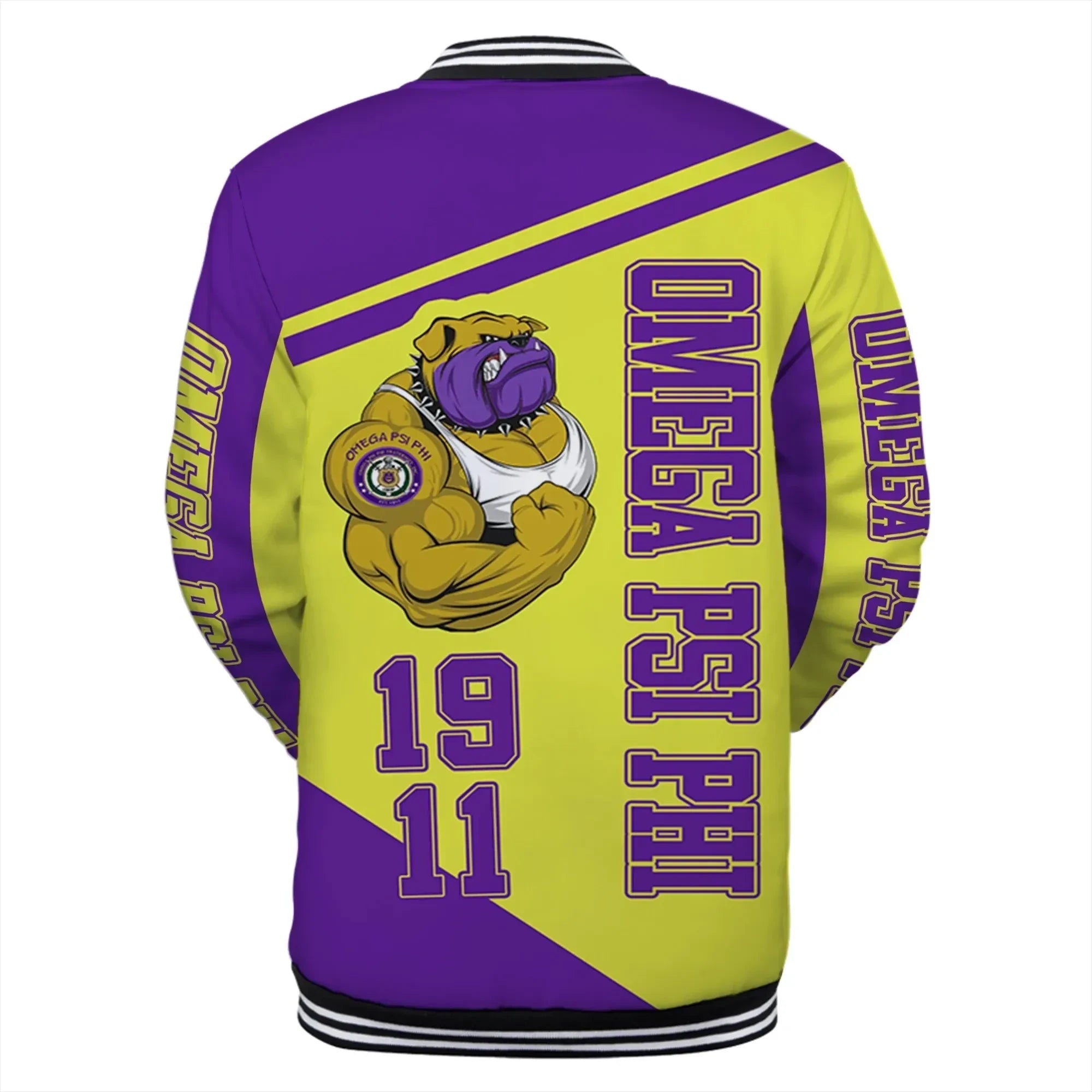 AfricaZone Jacket - Omega Psi Phi 1911 Muscle Bulldog Baseball Jacket J5 | Africazone.store