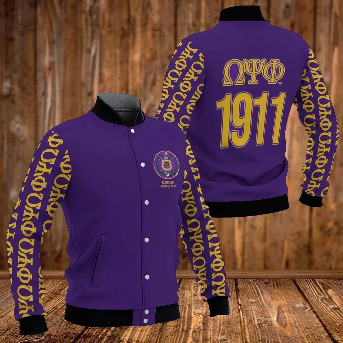 AfricaZone Greek Life Jacket - The Oracle Omega Psi Phi Fraternity Baseball Jacket J5 | Africazone.store