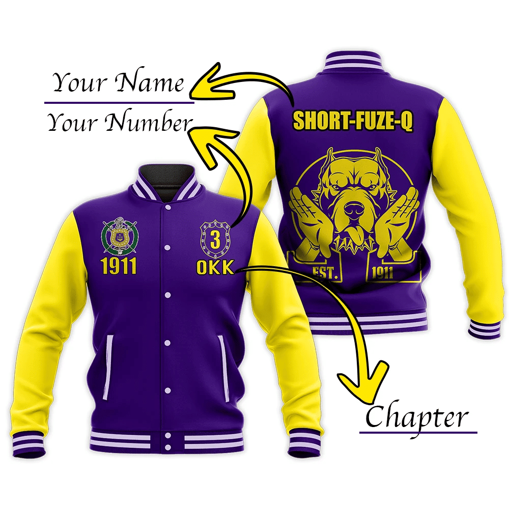 AfricaZone Jacket - PERSONALIZED OMEGA PSI PHI BASEBALL JACKET BULLDOG CROWN PSI HAND SIGN J5 | Africazone.store