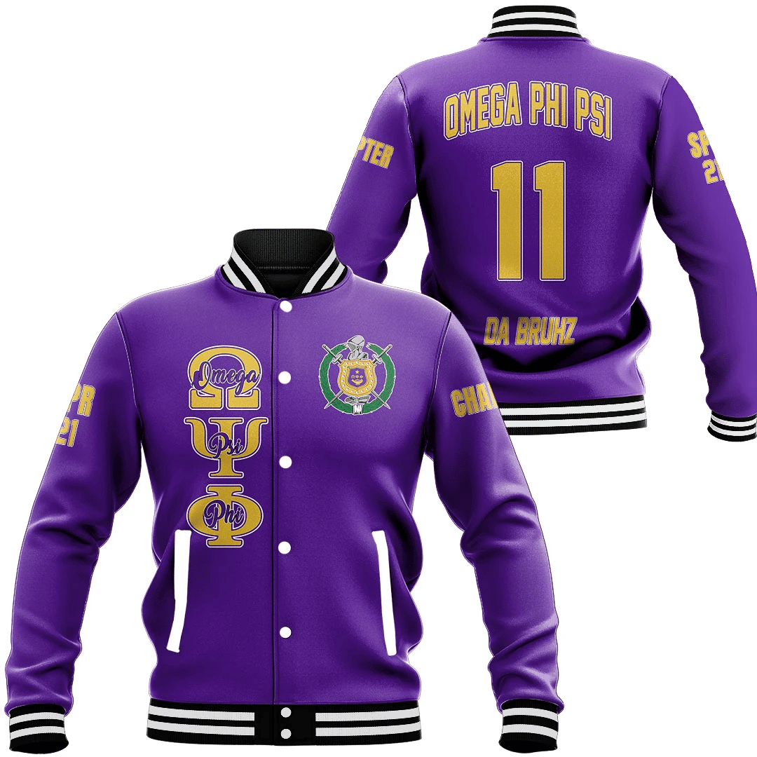 (Custom) AfricaZone Jacket - Omega Psi Phi (Purple) Baseball Jackets A31 | Africazone.store