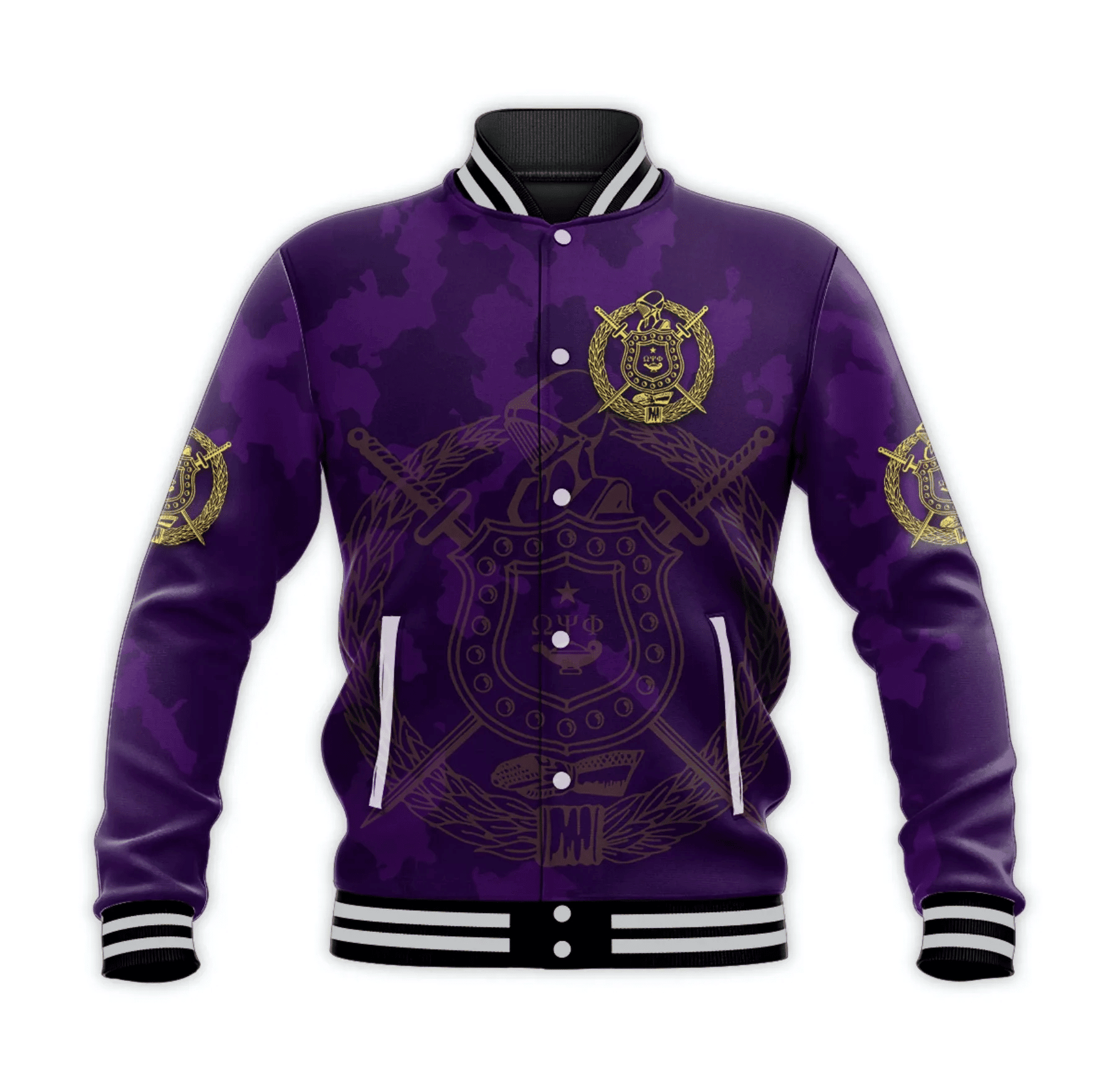 Omega Psi Phi Fraternity Baseball Jacket Camouflage Style Lt8 A7 | Africazone.store