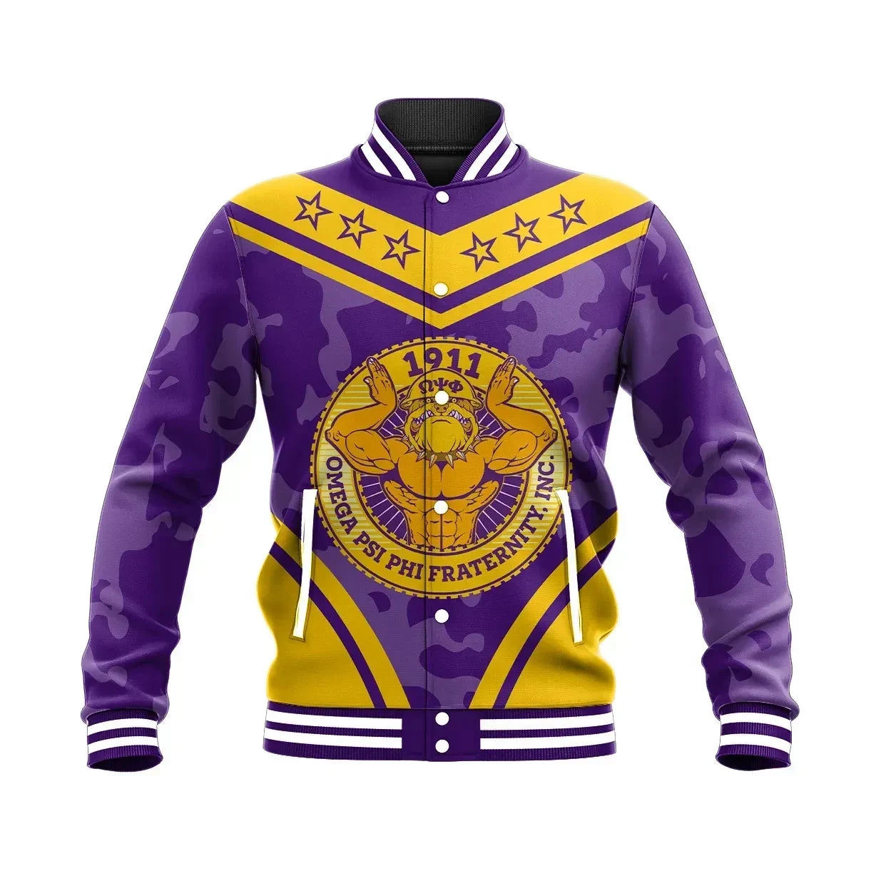 AfricaZone Jacket - Omega Psi Phi Camouflage Baseball Jacket J09 | Africazone.store