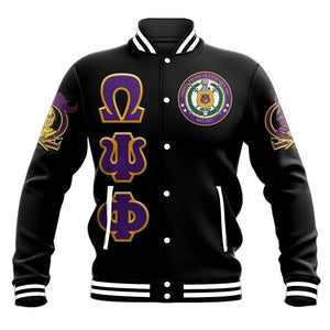 AfricaZone Jacket - OMEGA PSI PHI BROTHERHOOD LETTERS BASEBALL JACKET J5 | Africazone.store