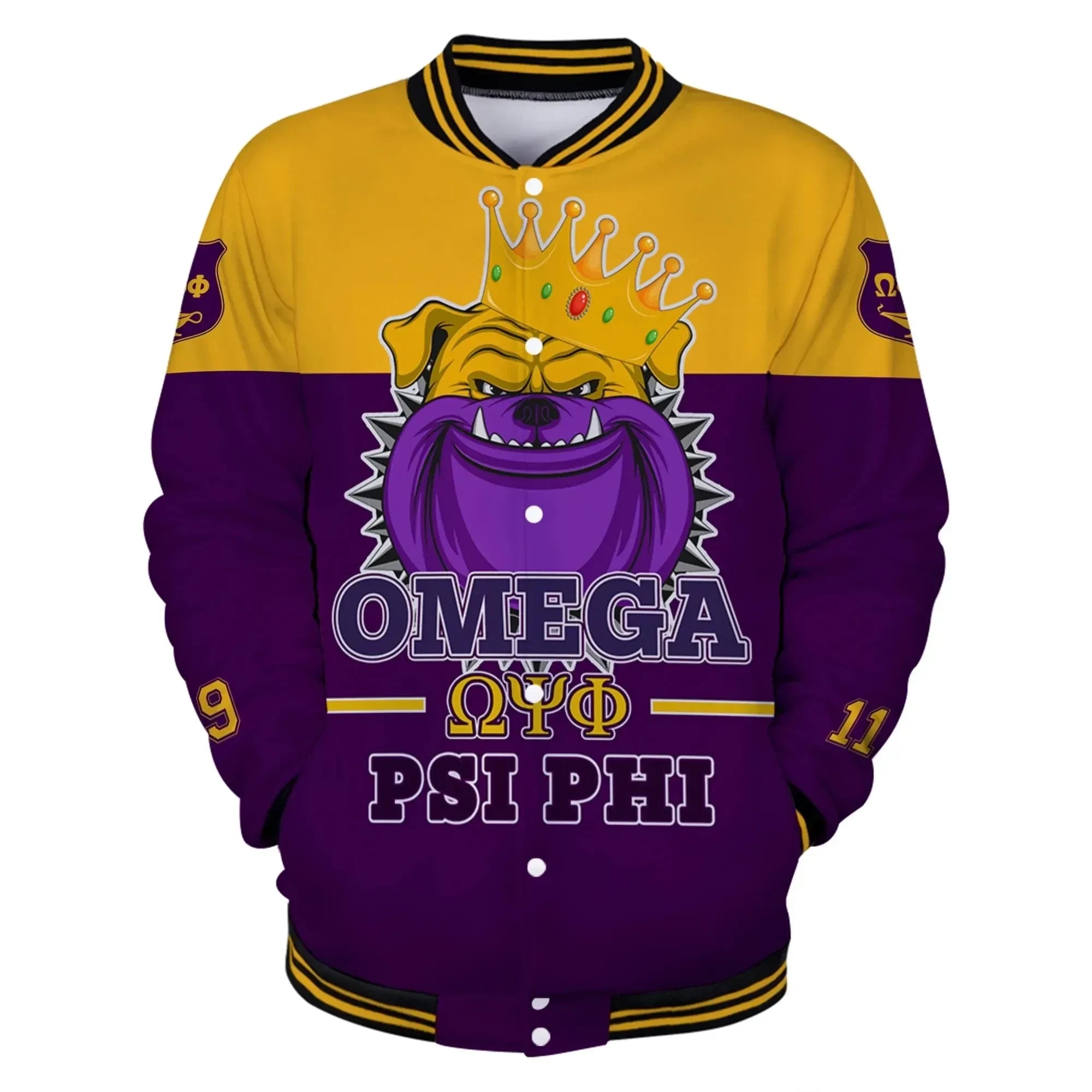 AfricaZone Jacket - Omega Psi Phi King Of Bulldog Baseball Jacket J5 | Africazone.store
